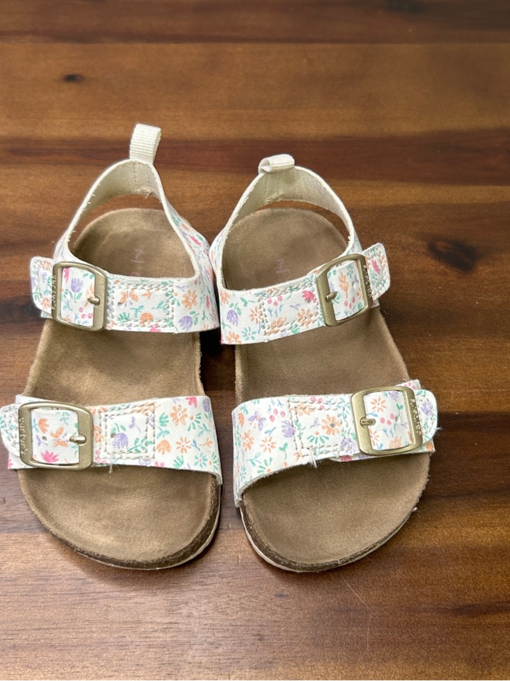 Carter's Cream Floral Adjustable Strap Kids Sandals